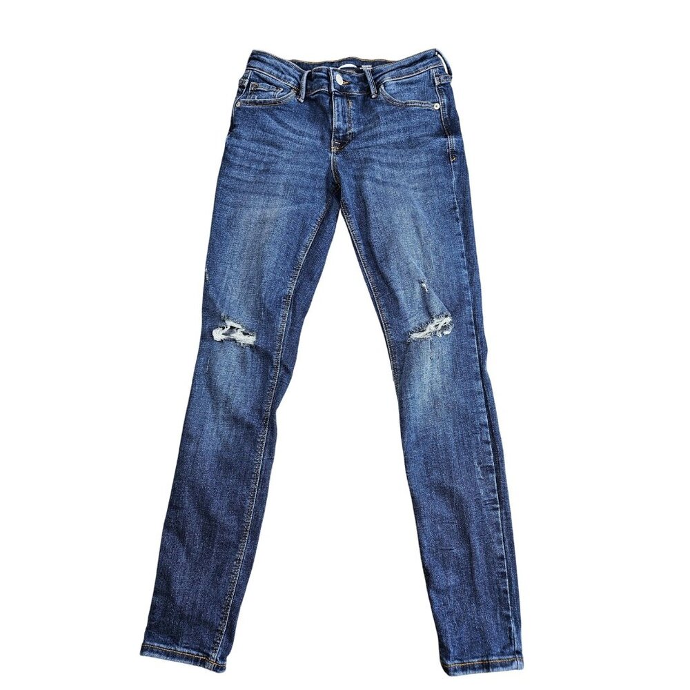 Old Navy Jeans Womens 2 Blue Rockstar Super Skinny Mid Rise Distressed